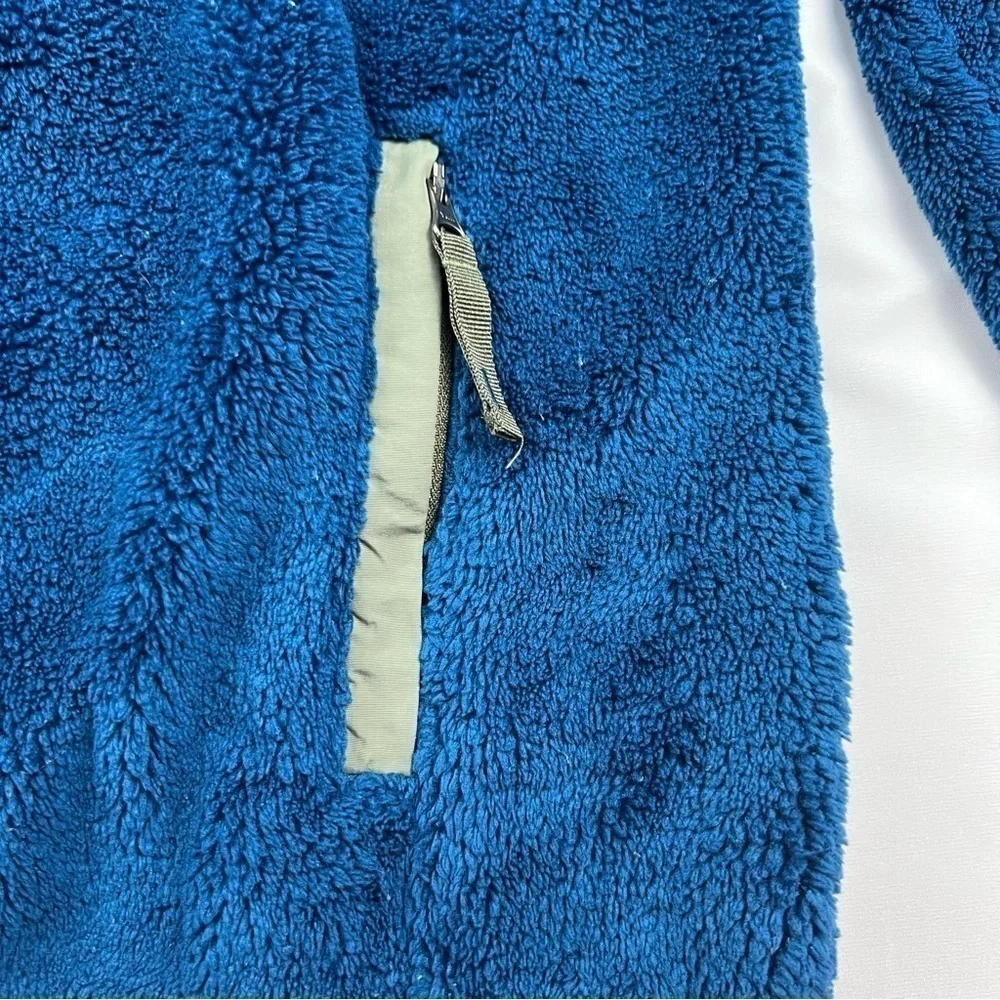 L.L. Bean Women’s Fleece Sweater - Large - Front pocket - Royal Blue and Greige